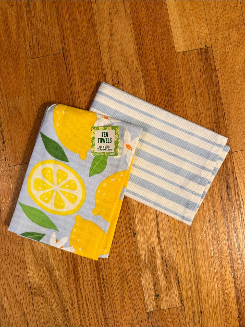 Tea Towels Set - Lemon Print & Blue Stripe
